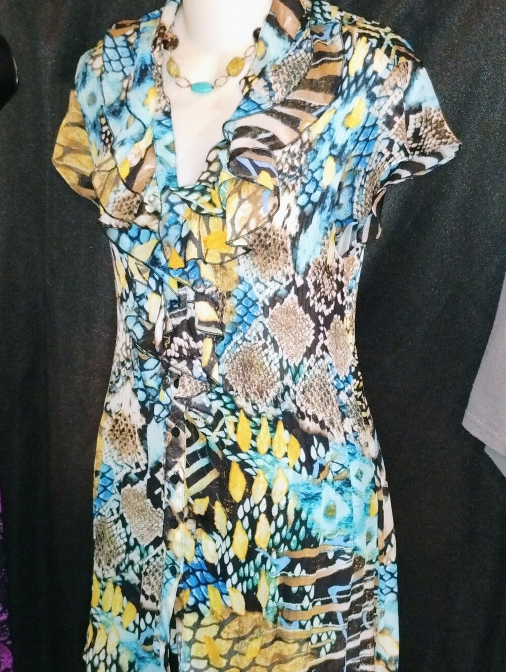 Sunny Leigh Women’s Medium Multicolor Abstract Print Dress Made in USA